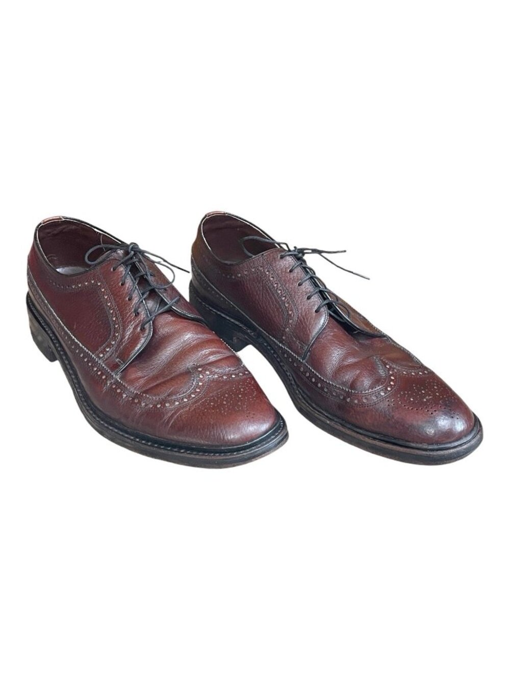 VTG Sears Shoes Mens SZ 11B Easy Flex Wingtip Oxford Lace Up 70127 Brown Leather